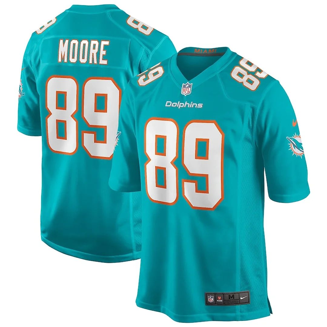 Zennovawear Nat Moore 89 Miami Dolphins Men Game Retired Jersey - Aqua