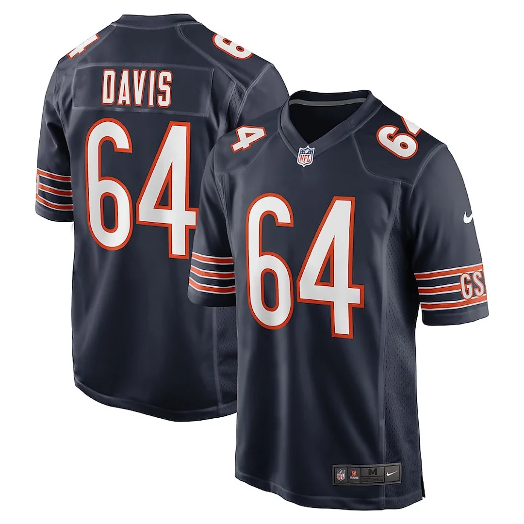 Zennovawear Nate Davis 64 Chicago Bears Game Men Jersey - Navy
