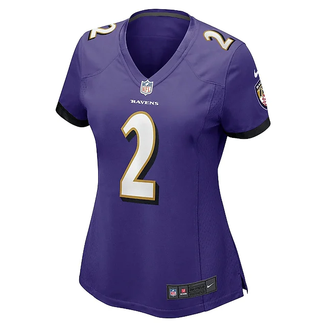 Zennovawear Nate Wiggins 2 Baltimore Ravens Women's Game Jersey - Purple