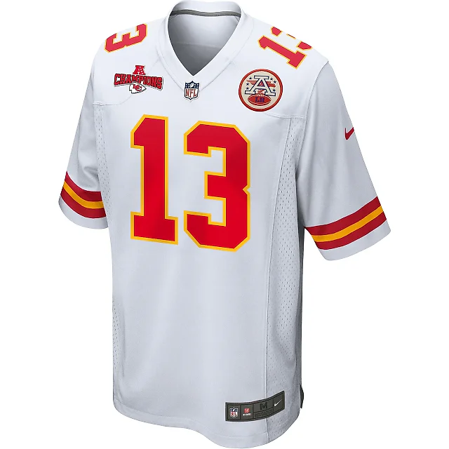 Zennovawear Nazeeh Johnson 13 Kansas City Chiefs AFC Champions Patch Game Men Jersey - White