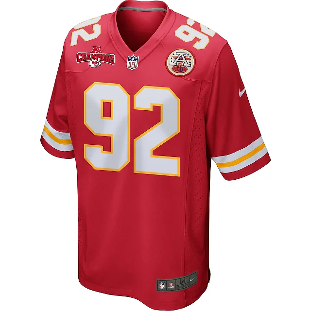 Zennovawear Neil Farrell 92 Kansas City Chiefs AFC Champions Patch Game Men Jersey - Red