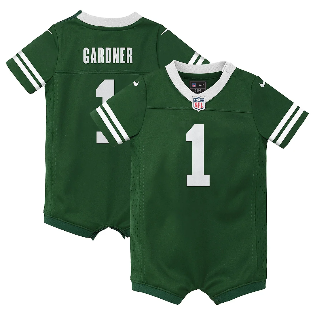 Zennovawear Ahmad Sauce Gardner New York Jets Newborn & Infant Game Romper Jersey - Legacy Green