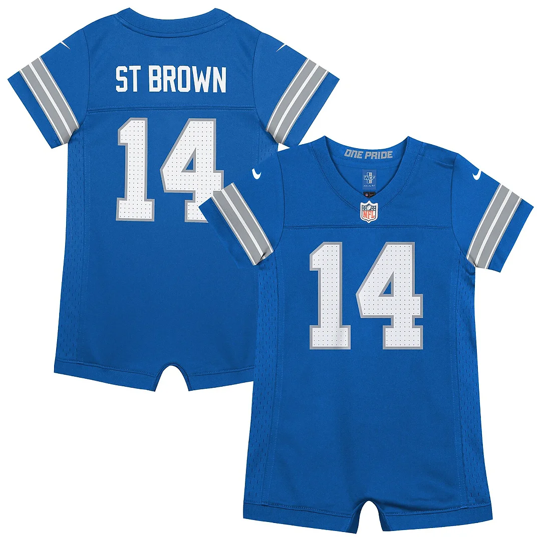 Zennovawear Amon-Ra St. Brown Detroit Lions Newborn & Infant Game Romper Jersey - Blue