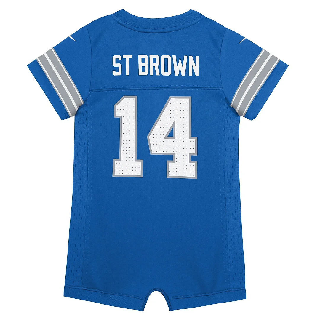 Zennovawear Amon-Ra St. Brown Detroit Lions Newborn & Infant Game Romper Jersey - Blue