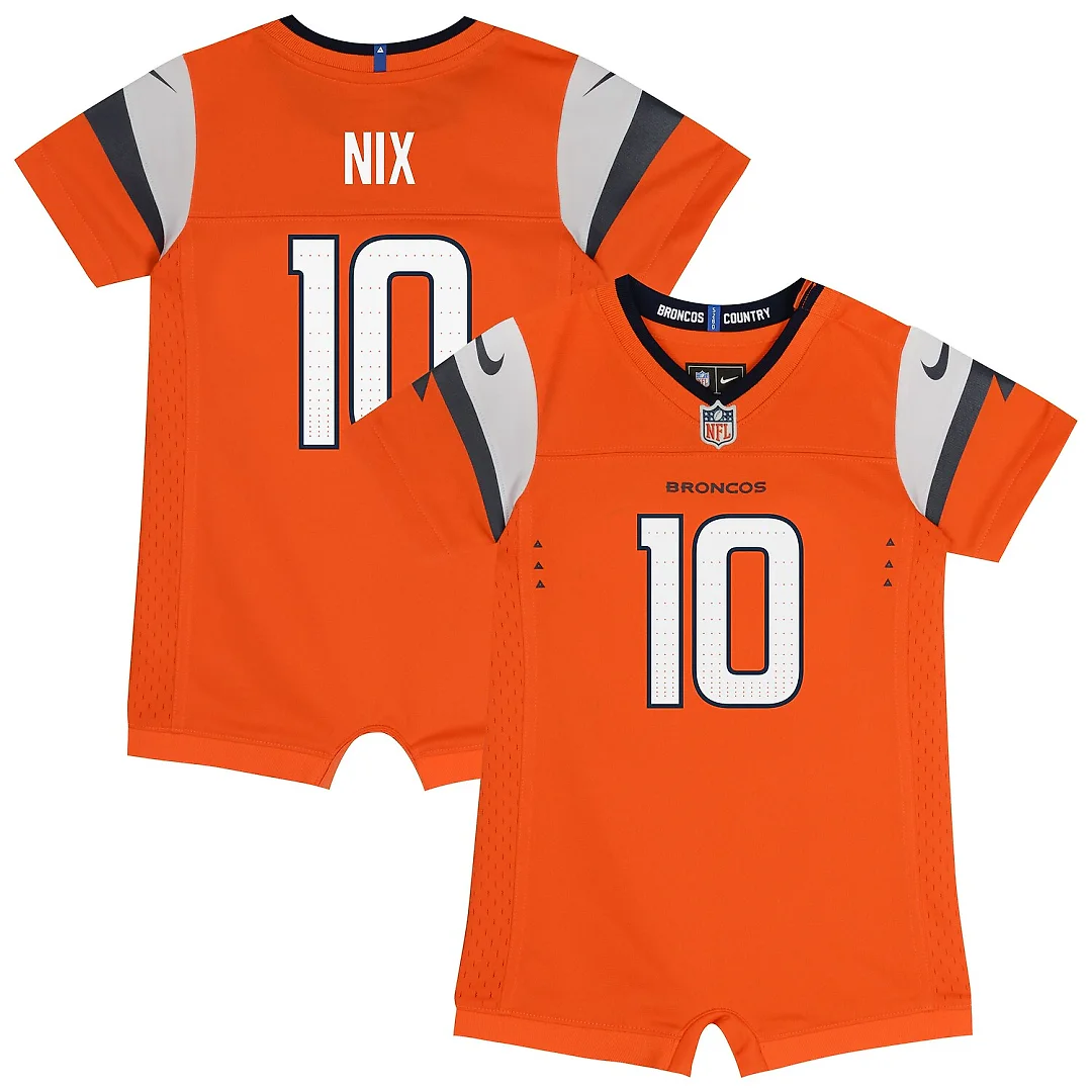 Zennovawear Bo Nix Denver Broncos Newborn & Infant Game Romper Jersey - Orange