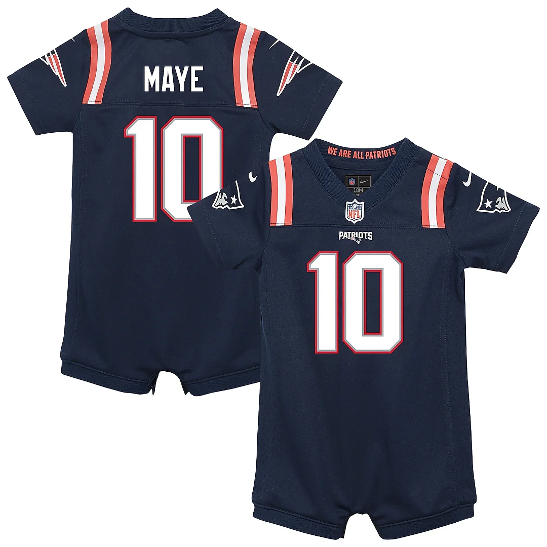Zennovawear Drake Maye New England Patriots Newborn & Infant Game Romper Jersey - Navy