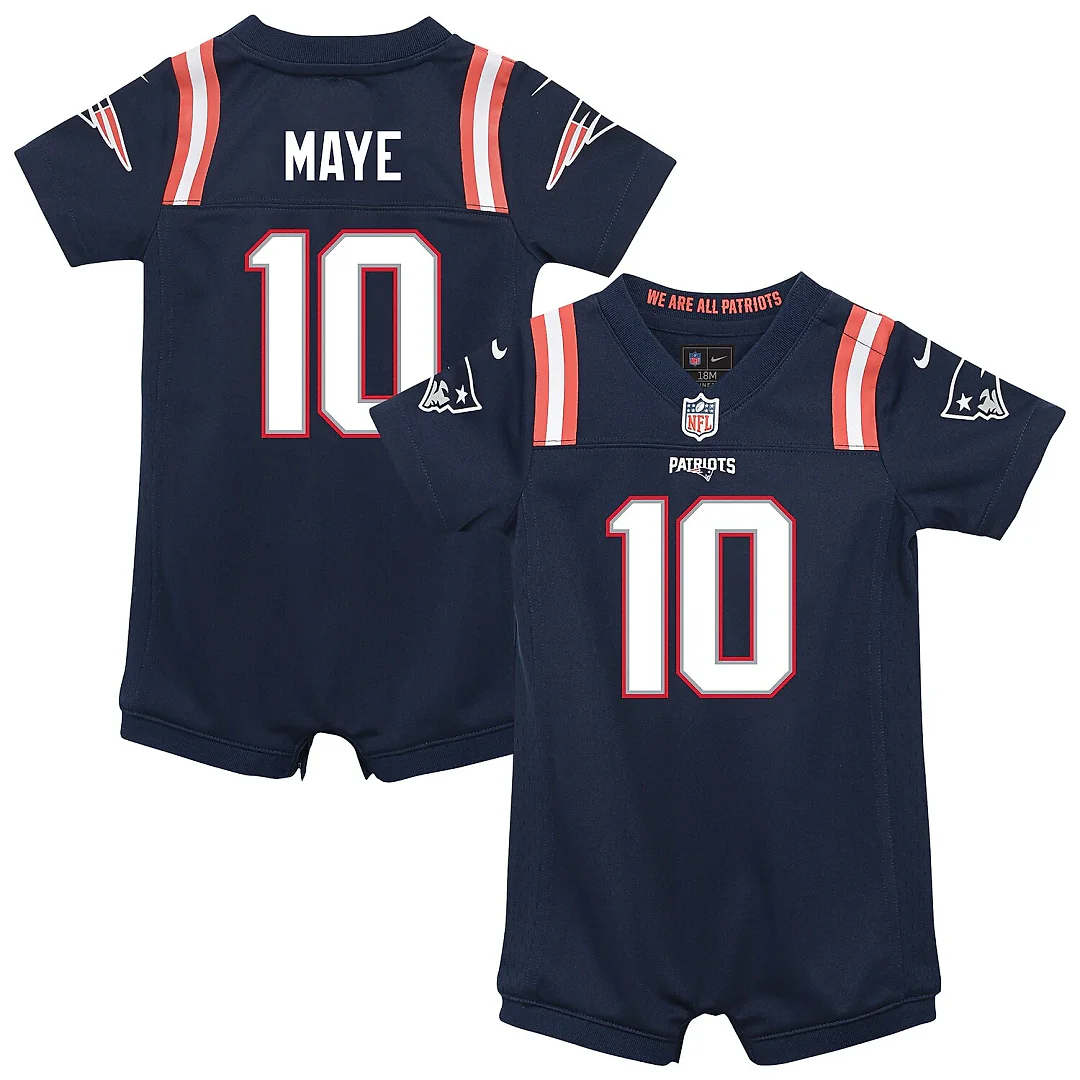 Zennovawear Drake Maye New England Patriots Newborn & Infant Game Romper Jersey - Navy
