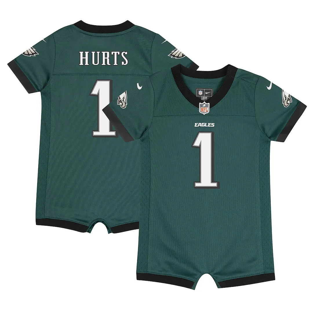 Zennovawear Jalen Hurts Philadelphia Eagles Newborn & Infant Game Romper Jersey - Midnight Green