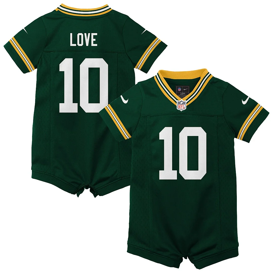 Zennovawear Jordan Love Green Bay Packers Newborn & Infant Game Romper Jersey - Green