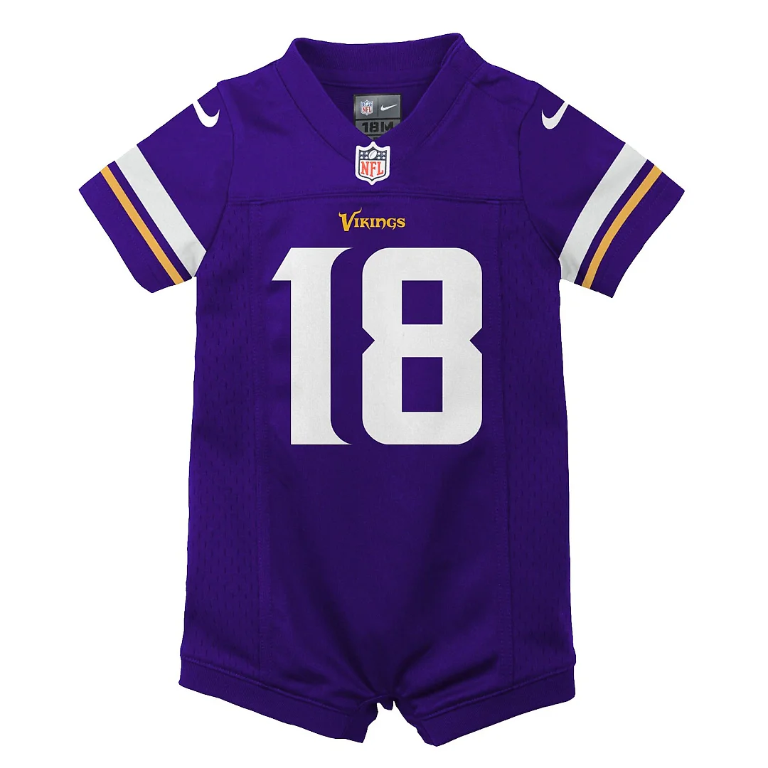 Zennovawear Justin Jefferson Minnesota Vikings Newborn & Infant Game Romper Jersey - Purple