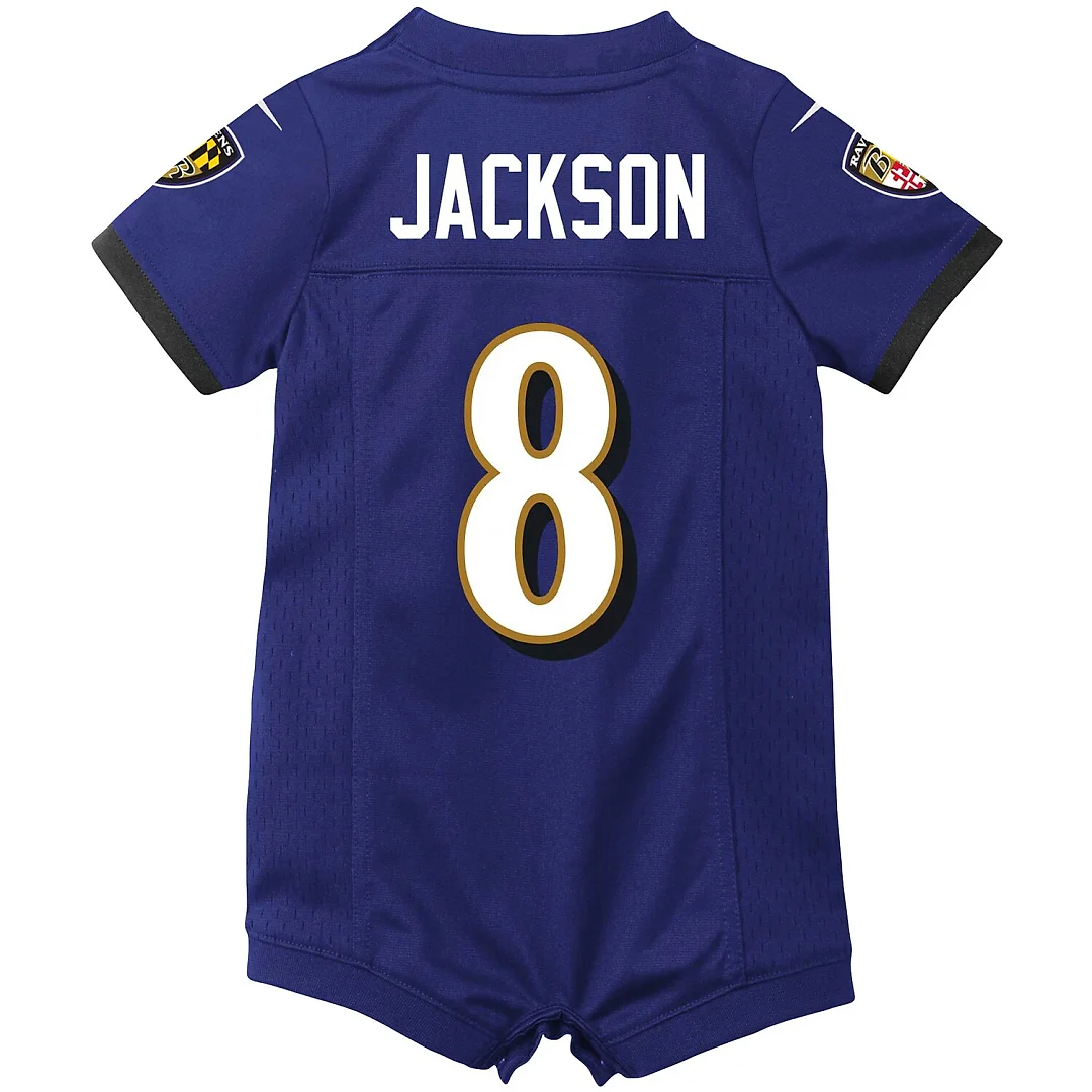 Zennovawear Lamar Jackson Baltimore Ravens Newborn & Infant Romper Jersey - Purple