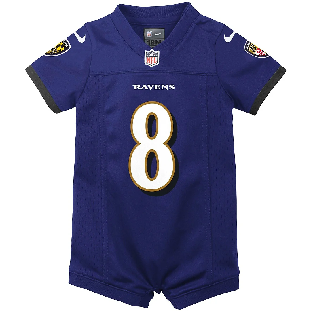Zennovawear Lamar Jackson Baltimore Ravens Newborn & Infant Romper Jersey - Purple