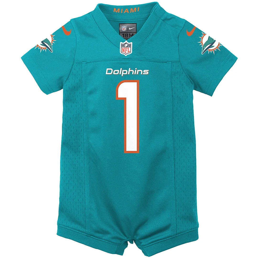 Zennovawear Tua Tagovailoa Miami Dolphins Newborn & Infant Game Romper Jersey - Aqua