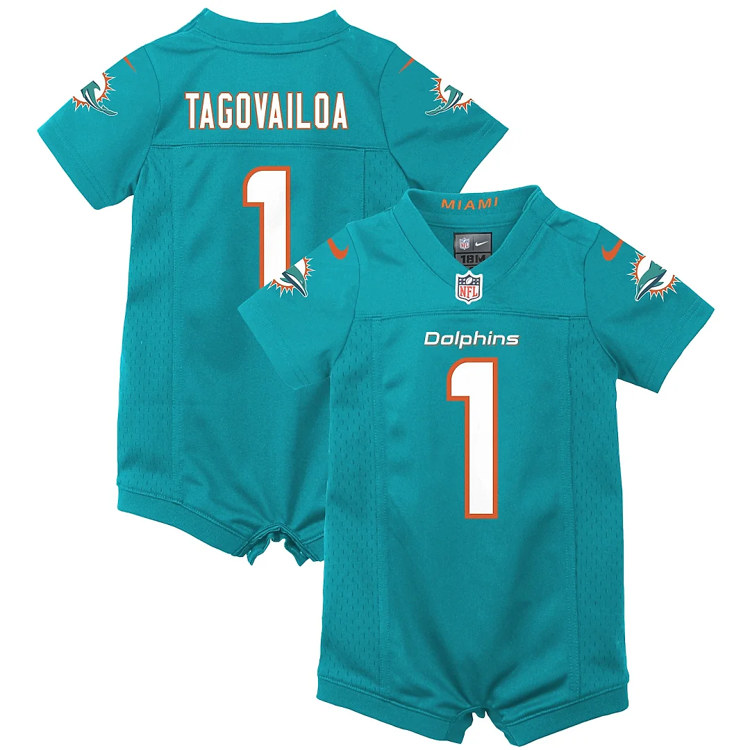 Zennovawear Tua Tagovailoa Miami Dolphins Newborn & Infant Game Romper Jersey - Aqua