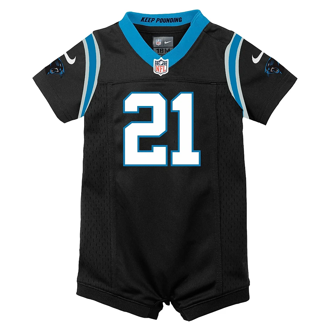 Zennovawear Newborn Carolina Panthers Jeremy Chinn Black Romper Game Jersey
