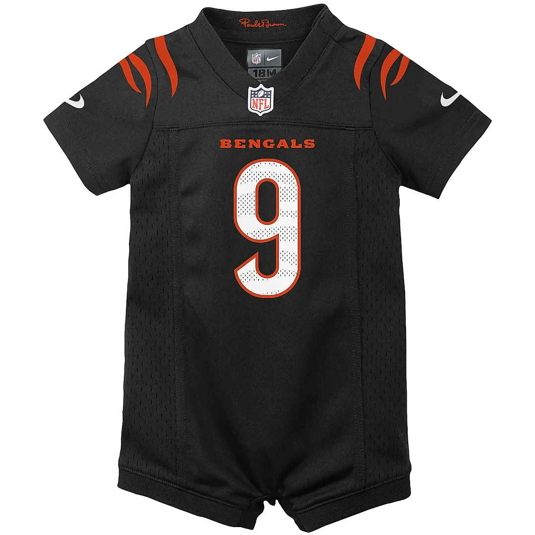Zennovawear Newborn & Infant Cincinnati Bengals Joe Burrow Black Game Romper Jersey