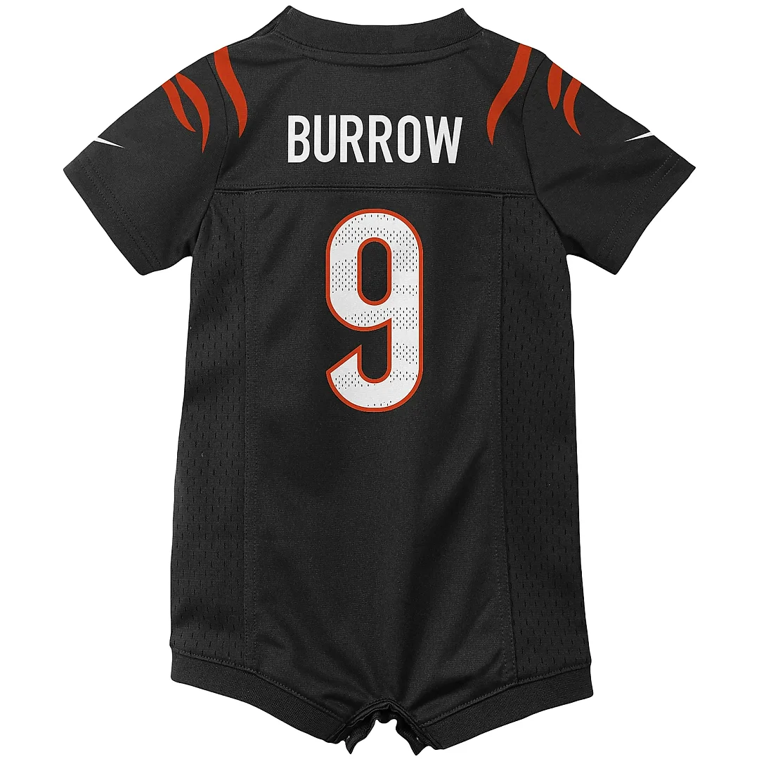 Zennovawear Newborn & Infant Cincinnati Bengals Joe Burrow Black Game Romper Jersey