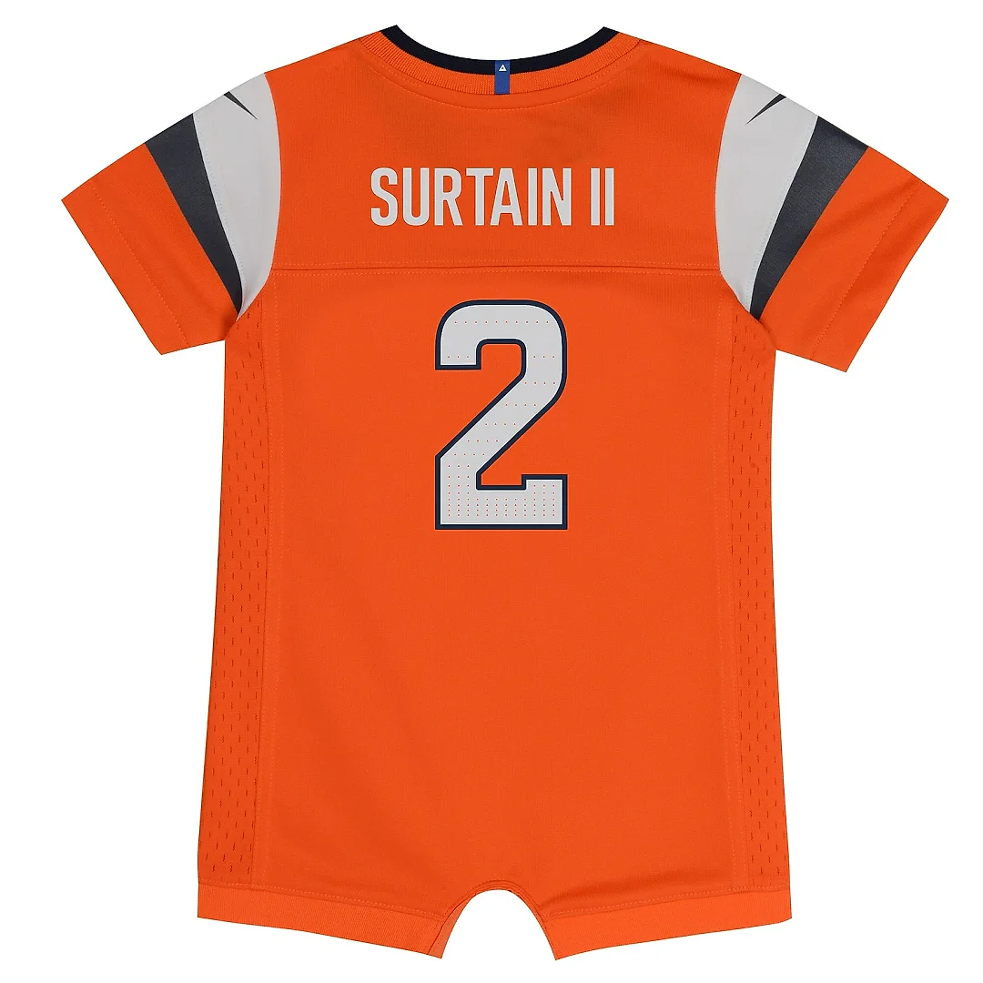 Zennovawear Newborn & Infant Denver Broncos Patrick Surtain II Orange Mile High Collection Game Romper Jersey