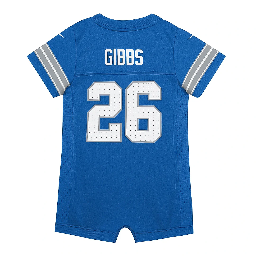 Zennovawear Newborn & Infant Detroit Lions Jahmyr Gibbs Blue Game Romper Jersey