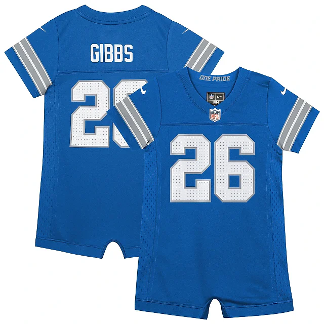 Zennovawear Newborn & Infant Detroit Lions Jahmyr Gibbs Blue Game Romper Jersey
