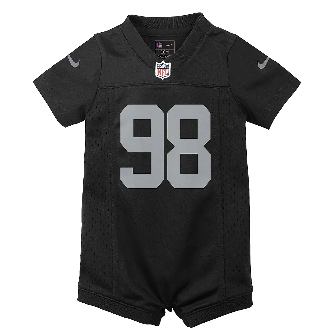 Zennovawear Newborn & Infant Las Vegas Raiders Maxx Crosby Black Game Romper Jersey