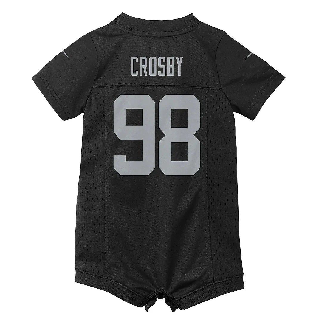 Zennovawear Newborn & Infant Las Vegas Raiders Maxx Crosby Black Game Romper Jersey