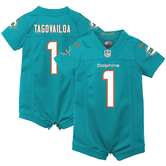 Zennovawear Newborn & Infant Miami Dolphins Tua Tagovailoa Aqua Game Romper Jersey