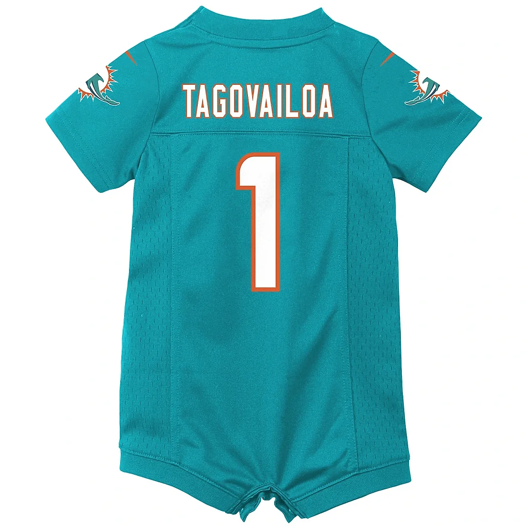Zennovawear Newborn & Infant Miami Dolphins Tua Tagovailoa Aqua Game Romper Jersey