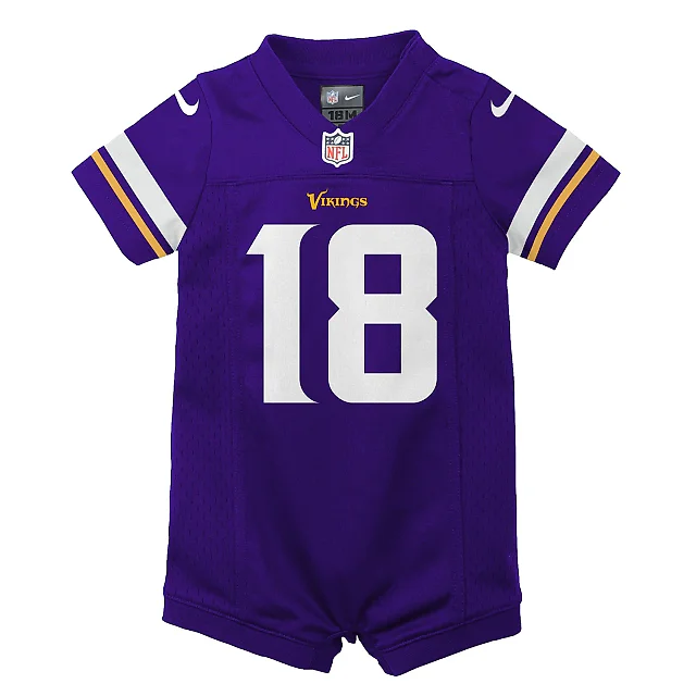 Zennovawear Newborn & Infant Minnesota Vikings Justin Jefferson Purple Game Romper Jersey