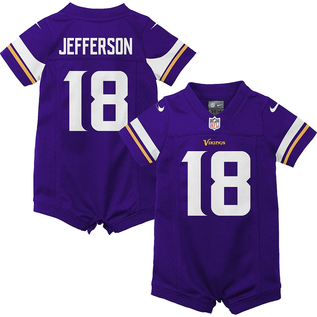 Zennovawear Newborn & Infant Minnesota Vikings Justin Jefferson Purple Game Romper Jersey