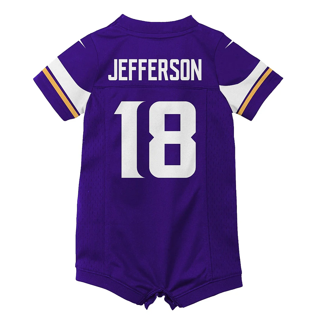 Zennovawear Newborn & Infant Minnesota Vikings Justin Jefferson Purple Game Romper Jersey
