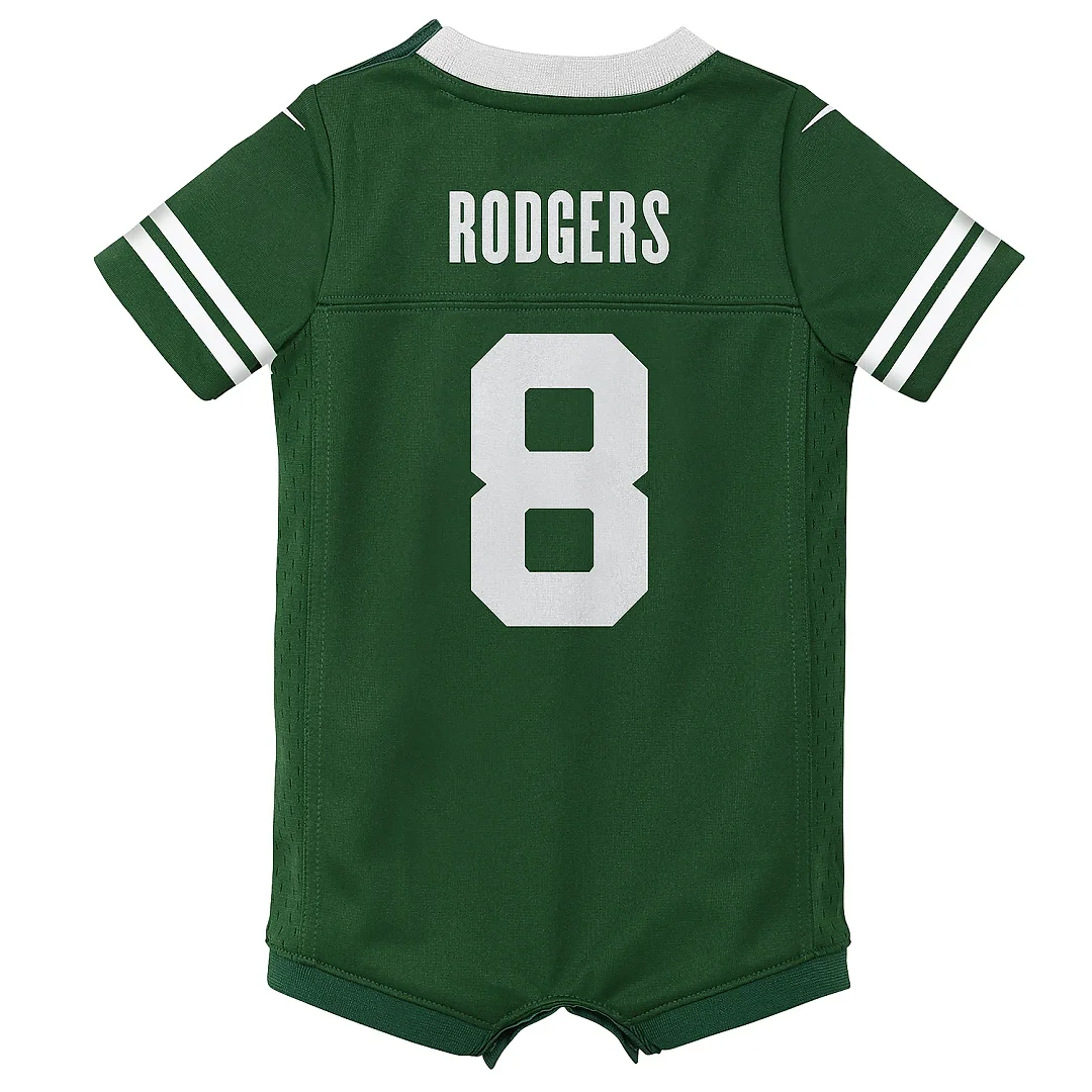 Zennovawear Newborn & Infant New York Jets Aaron Rodgers Legacy Green Game Romper Jersey
