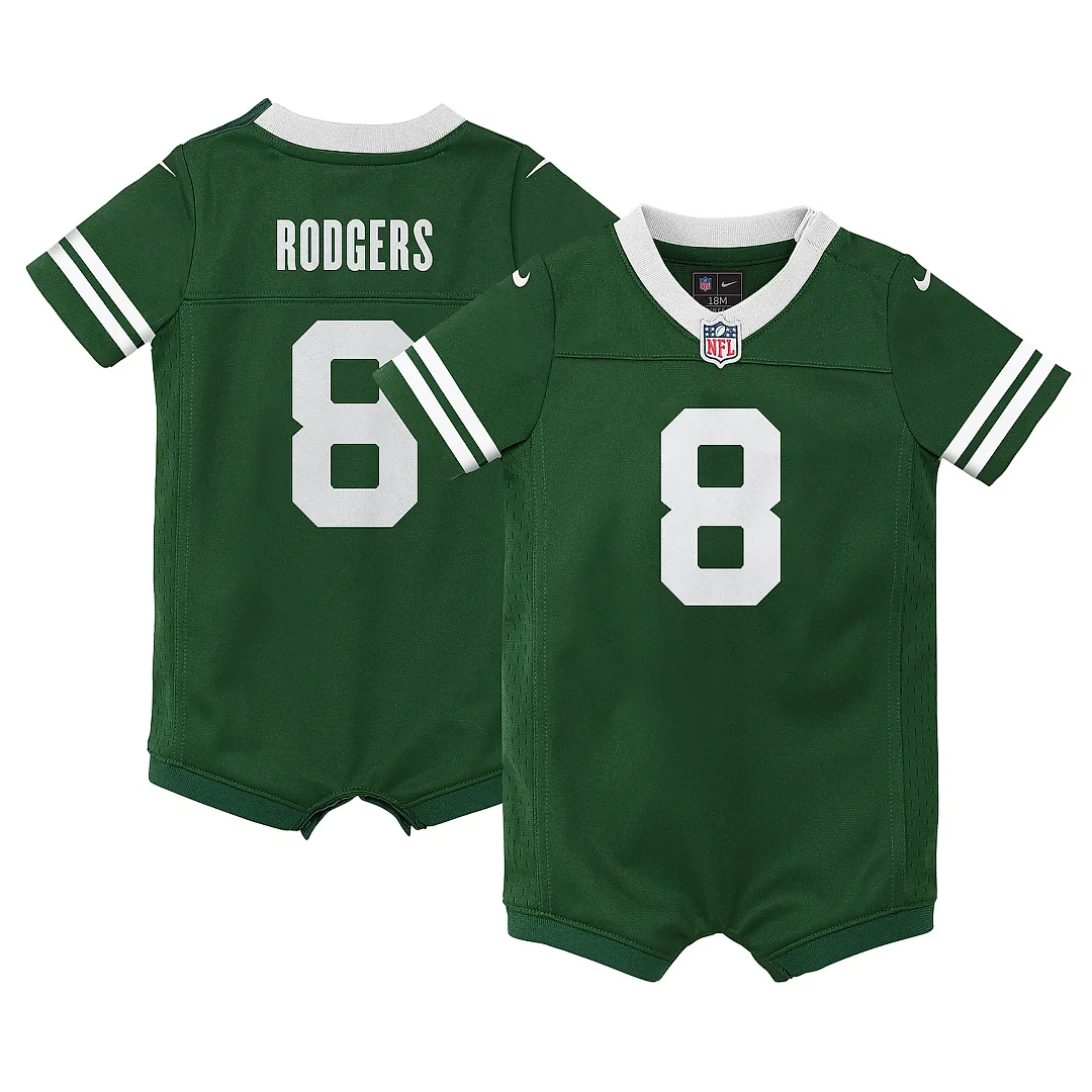 Zennovawear Newborn & Infant New York Jets Aaron Rodgers Legacy Green Game Romper Jersey