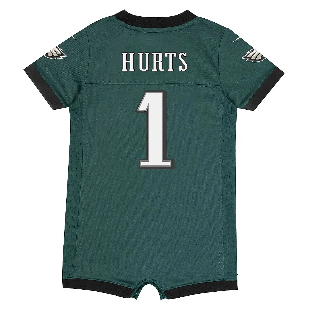 Zennovawear Newborn & Infant Philadelphia Eagles Jalen Hurts Midnight Green Game Romper Jersey