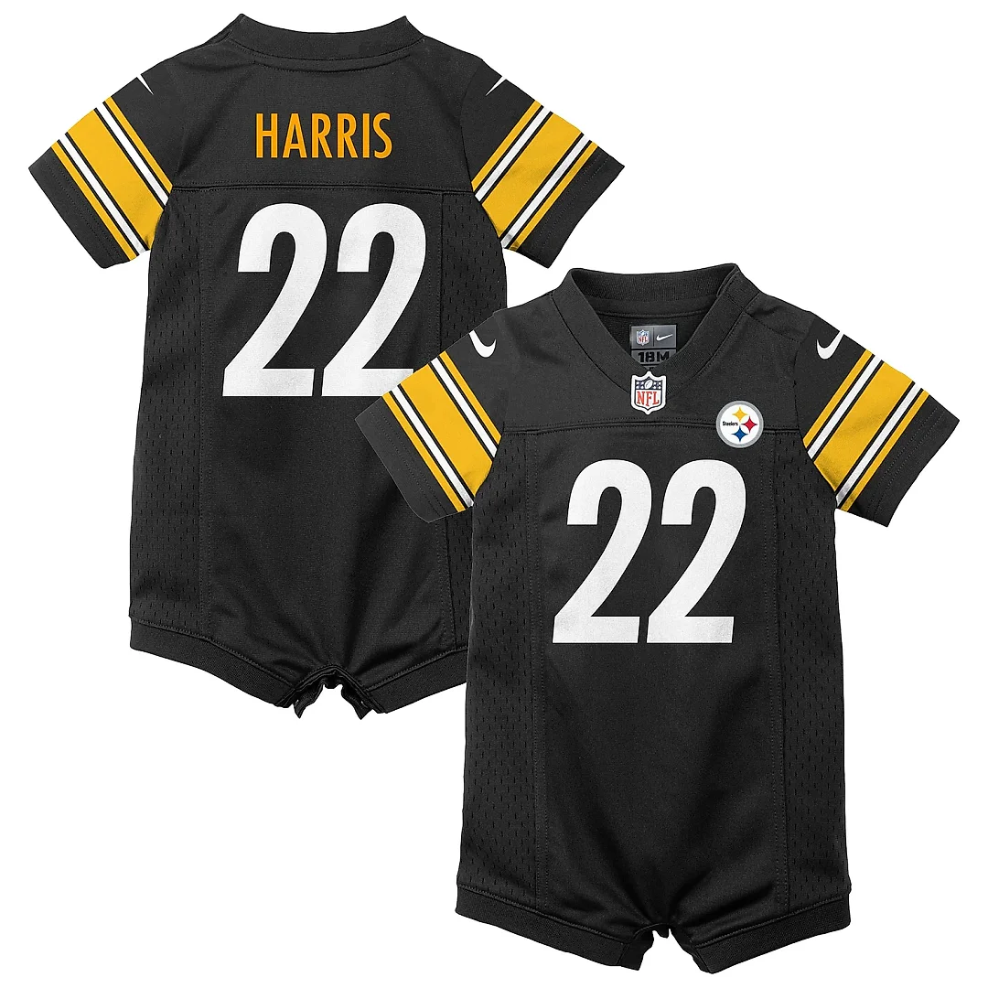 Zennovawear Newborn & Infant Pittsburgh Steelers Najee Harris Black Game Romper Jersey
