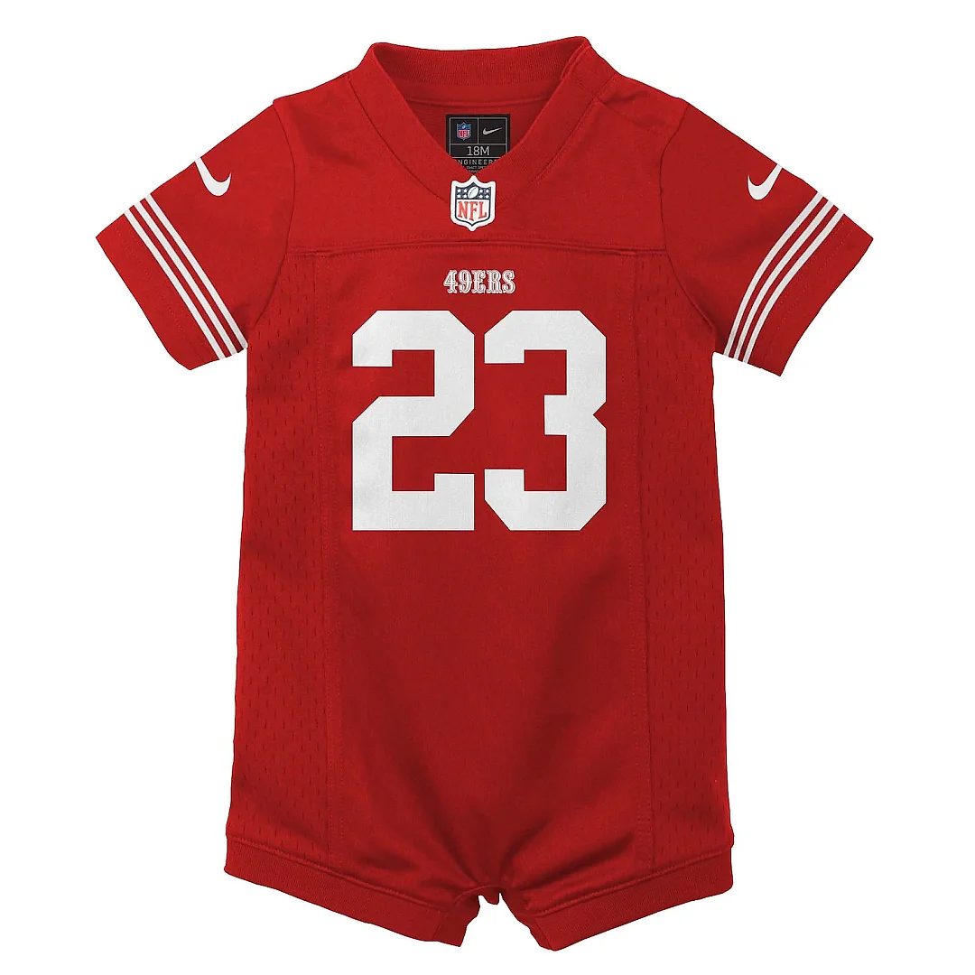 Zennovawear Newborn & Infant San Francisco 49ers Christian McCaffrey Scarlet Game Romper Jersey