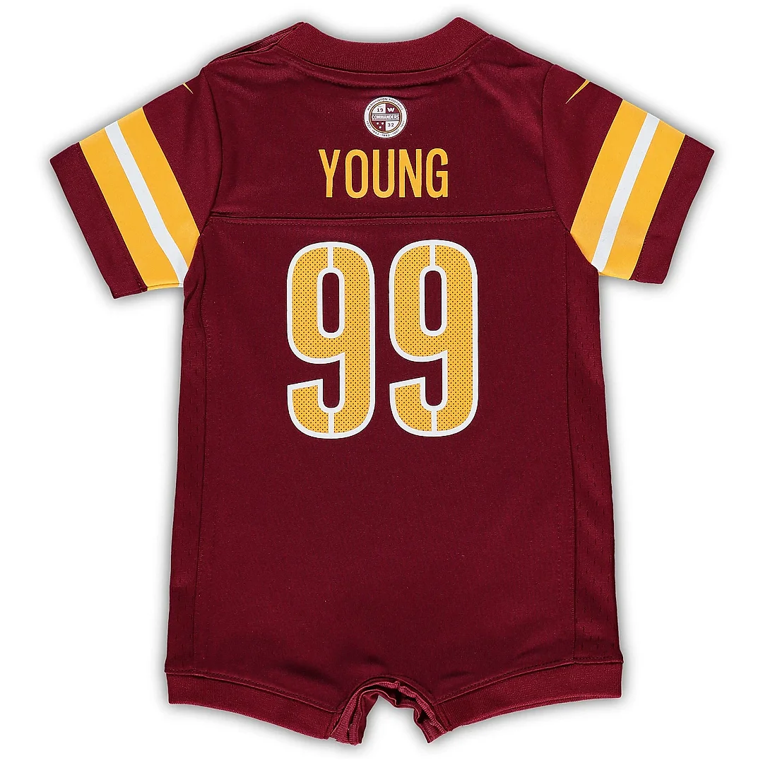 Zennovawear Newborn & Infant Washington Commanders Chase Young Burgundy Game Romper Jersey