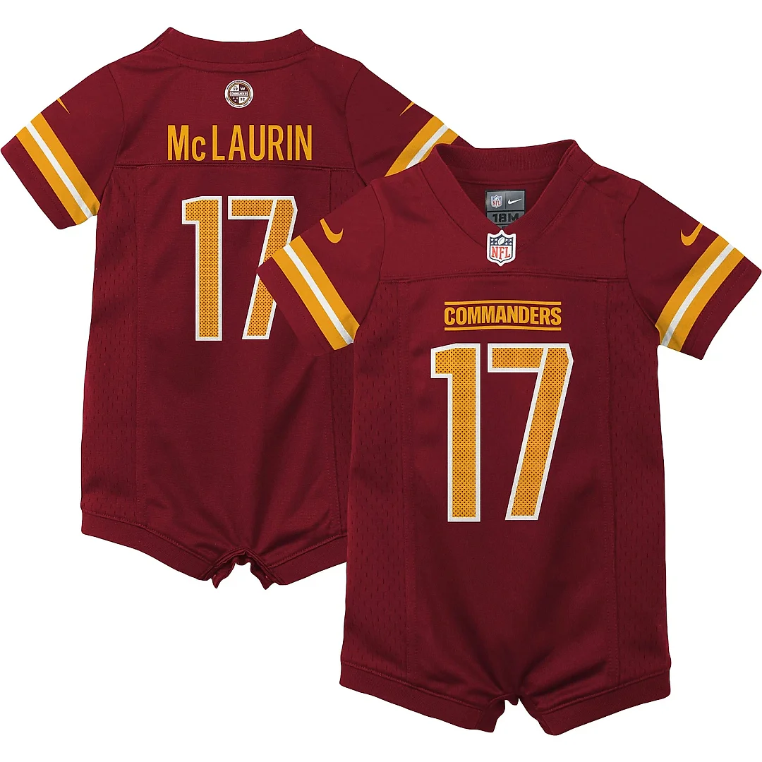 Zennovawear Newborn & Infant Washington Commanders Terry McLaurin Burgundy Game Romper Jersey