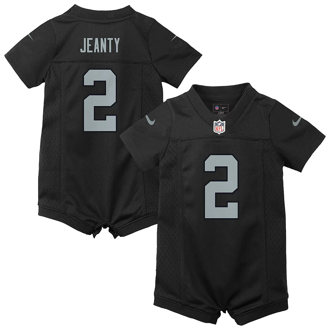 Zennovawear Ashton Jeanty Las Vegas Raiders Newborn Romper Game Jersey - Black