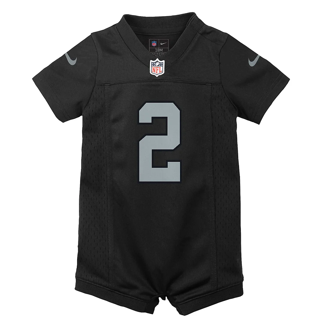 Zennovawear Ashton Jeanty Las Vegas Raiders Newborn Romper Game Jersey - Black