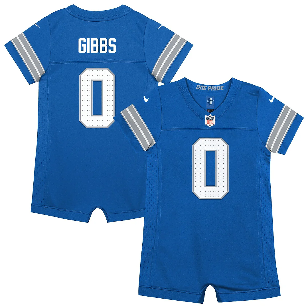 Zennovawear Jahmyr Gibbs Detroit Lions Newborn Romper Game Jersey - Blue