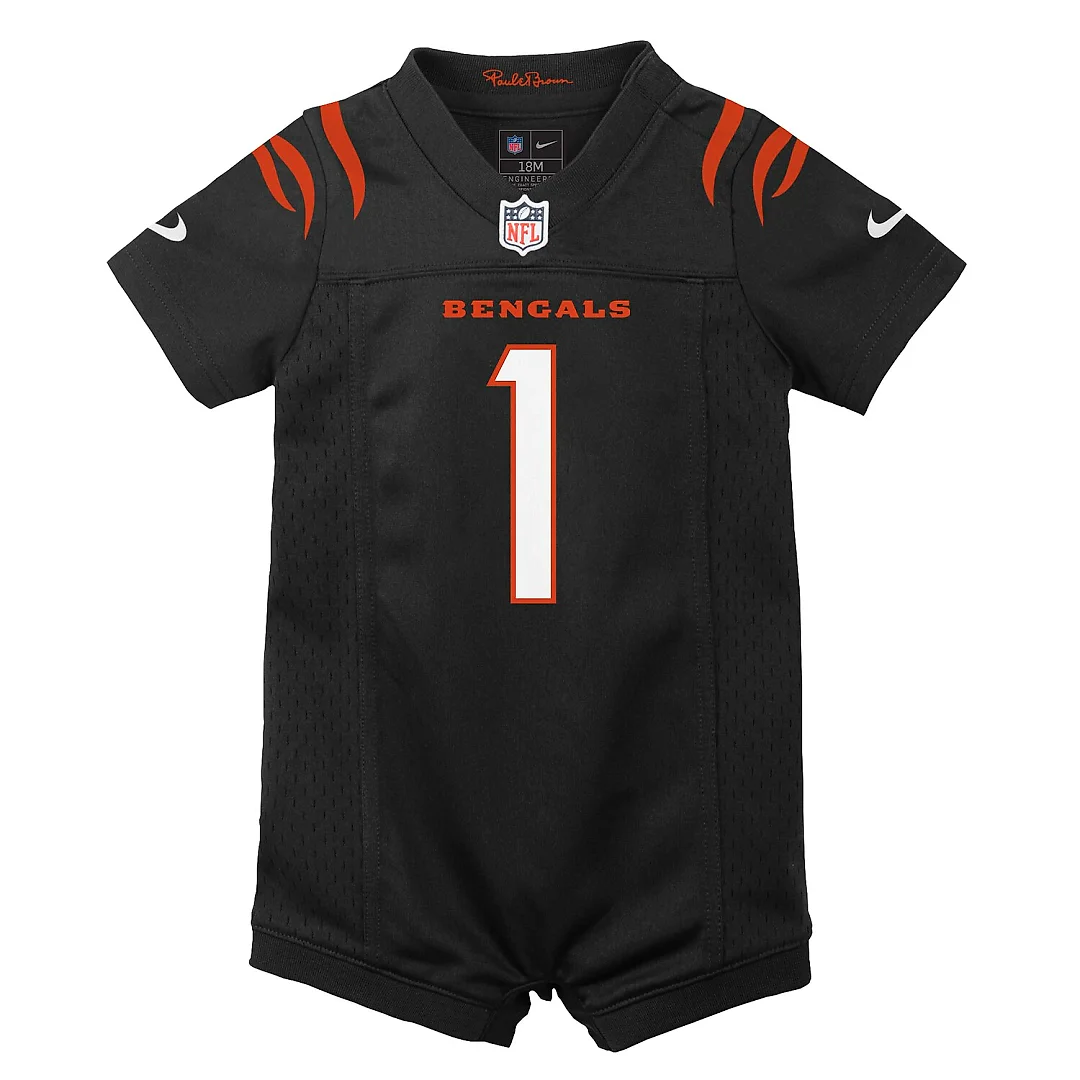 Zennovawear Ja'Marr Chase Cincinnati Bengals Newborn Romper Game Jersey - Black