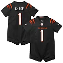 Zennovawear Ja'Marr Chase Cincinnati Bengals Newborn Romper Game Jersey - Black