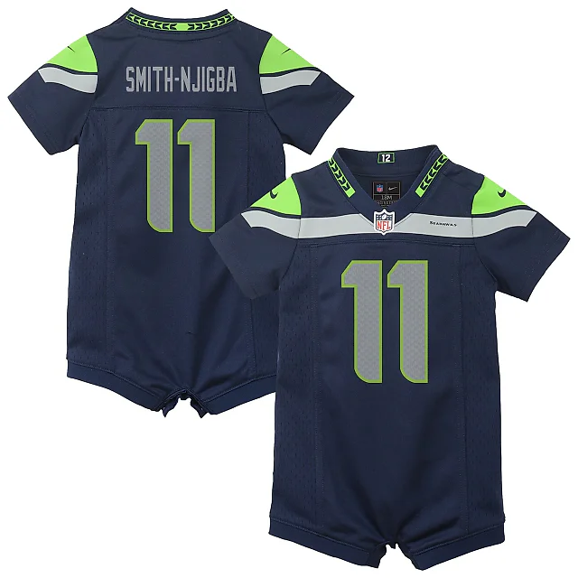Zennovawear Jaxon Smith-Njigba Seattle Seahawks Newborn Romper Game Jersey - Navy