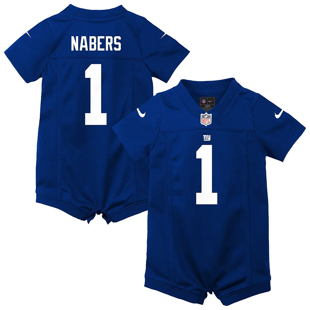 Zennovawear Malik Nabers New York Giants Newborn Romper Game Jersey - Royal