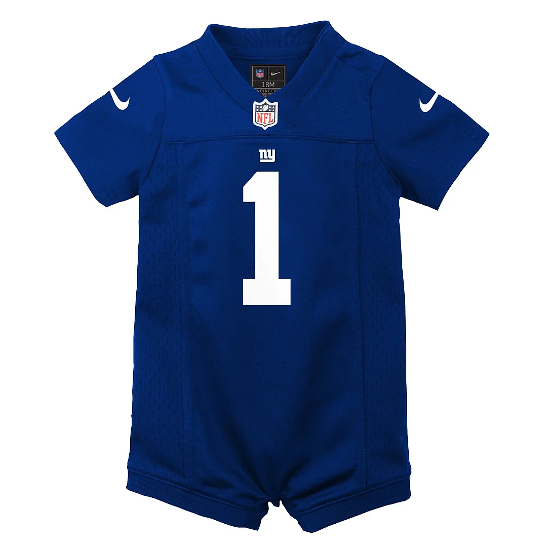 Zennovawear Malik Nabers New York Giants Newborn Romper Game Jersey - Royal