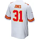 Zennovawear Nic Jones 31 Kansas City Chiefs AFC Champions Patch Game Men Jersey - White