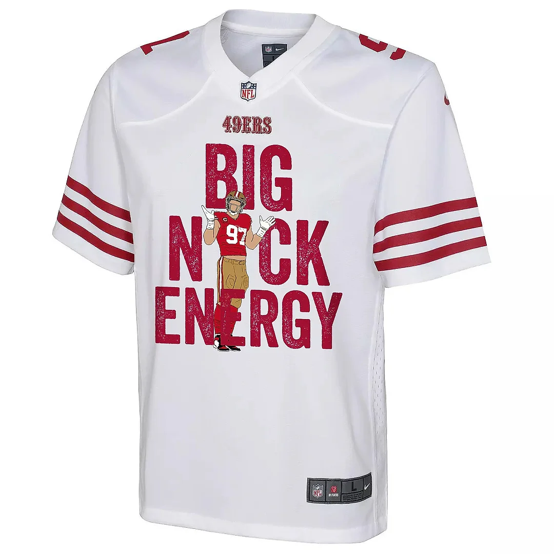 Zennovawear Nick Bosa 97 San Francisco 49ers Big Nick Energy Game YOUTH Jersey - White
