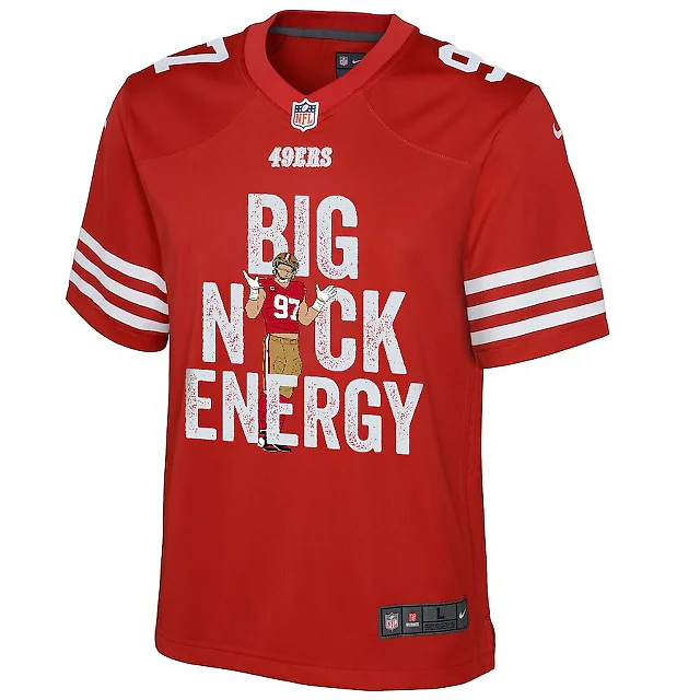 Zennovawear Nick Bosa 97 San Francisco 49ers Big Nick Energy Game YOUTH Jersey - Scarlet