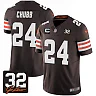 Zennovawear Nick Chubb 24 Cleveland Browns Jim Brown Memorial Patch Game Men Jersey - Brown